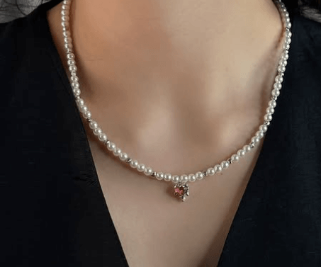 Ожерелье бусы чокер из жемчуга Колье с майорикой Серебро 925 пробы