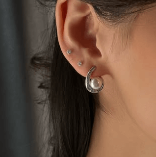 Серьги гвозди с жемчугом Серебро 925 пробы