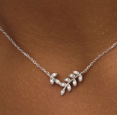 Колье ветка Подвеска на шею веточка Серебро 925 пробы