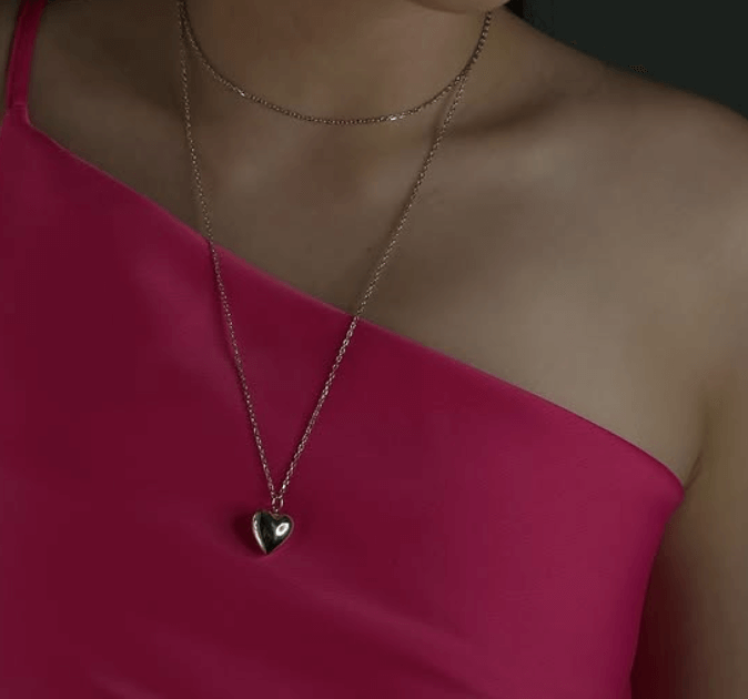 Колье 90 см с сердцем Серебро 925 пробы