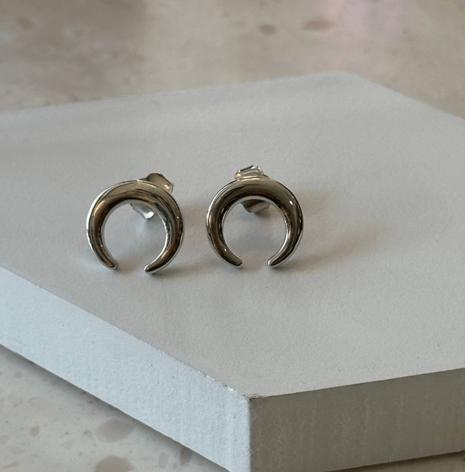 Серьги-гвоздики Луна Серебро 925 пробы