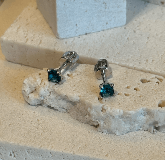 серьги с наноситал турмалинами параиба Серебро 925 пробы