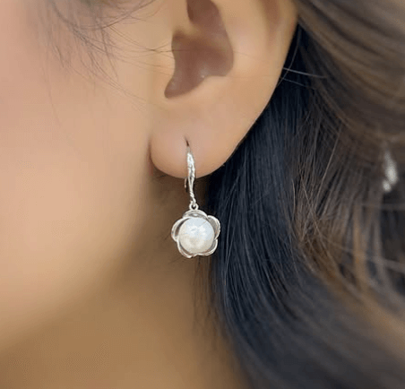 Серьги с жемчугом Серьги из серебра с жемчугом  Серебро 925 пробы