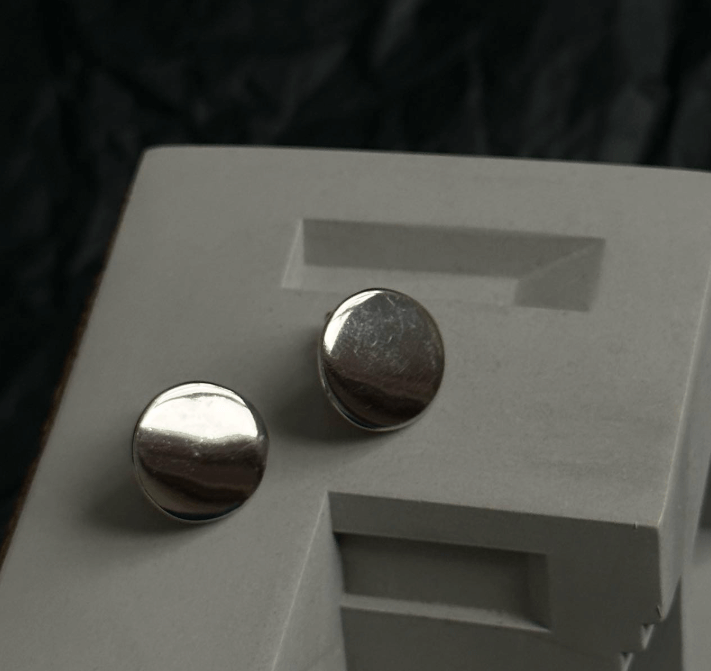 Серьги монет Плоские круглые серьги-гвоздики  Серебро 925 пробы