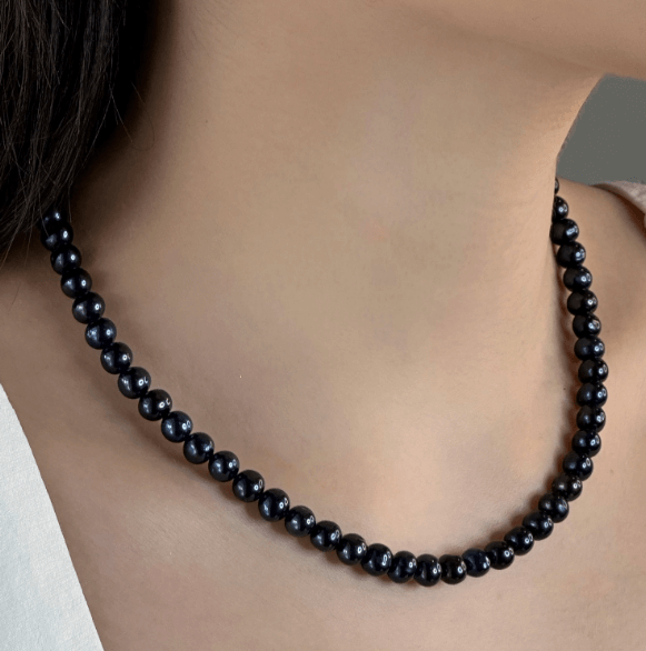 Колье с черным жемчугом Серебро 925 пробы