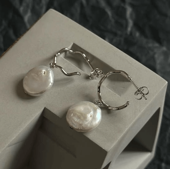 Серьги с барочным жемчугом Серебро 925 пробы