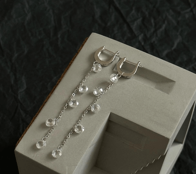 Серьги «Капля росы» на английском замке  Серебро 925 пробы