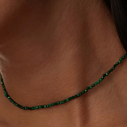 Чокер с натуральным малахитом Серебро 925 пробы