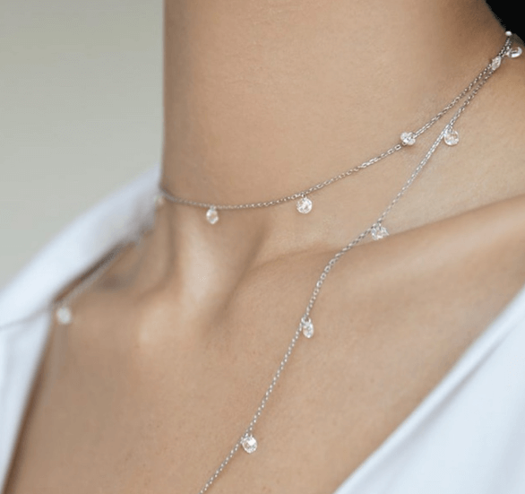 Сотуар « Капля Росы» длина 100 см Серебро 925 пробы