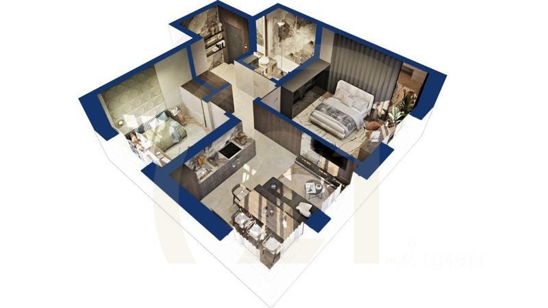 2-комн. квартира, 55,27 м²в ЖК «Вершина»