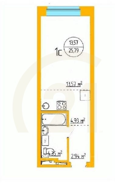 Продаются 1-комн. апартаменты, 26,76 м²в ЖК «Аксаковский»