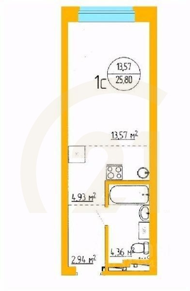 Продаются 1-комн. апартаменты, 26,86 м²в ЖК «Аксаковский»