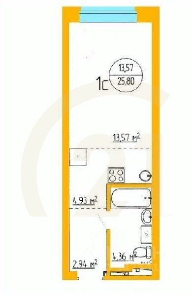 Продаются 1-комн. апартаменты, 26,84 м²в ЖК «Аксаковский»