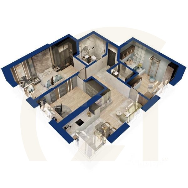 3-комн. квартира, 73,11 м²в ЖК «Вершина»