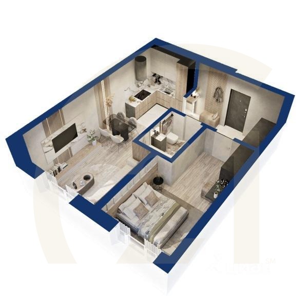 1-комн. квартира, 43,48 м²в ЖК «Вершина»