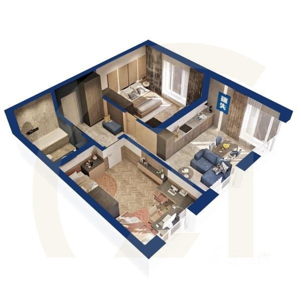 2-комн. квартира, 63,51 м²в ЖК «Вершина»