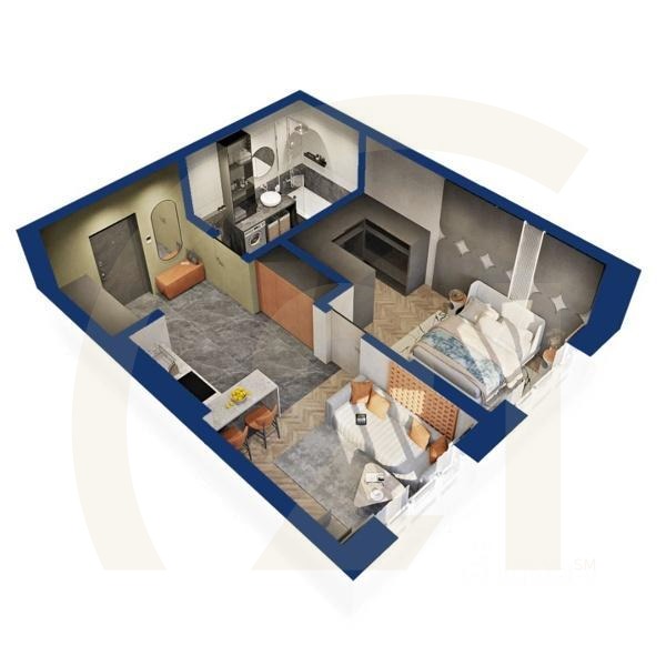 1-комн. квартира, 43,24 м²в ЖК «Вершина»