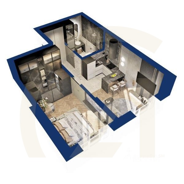 1-комн. квартира, 37,24 м²в ЖК «Вершина»