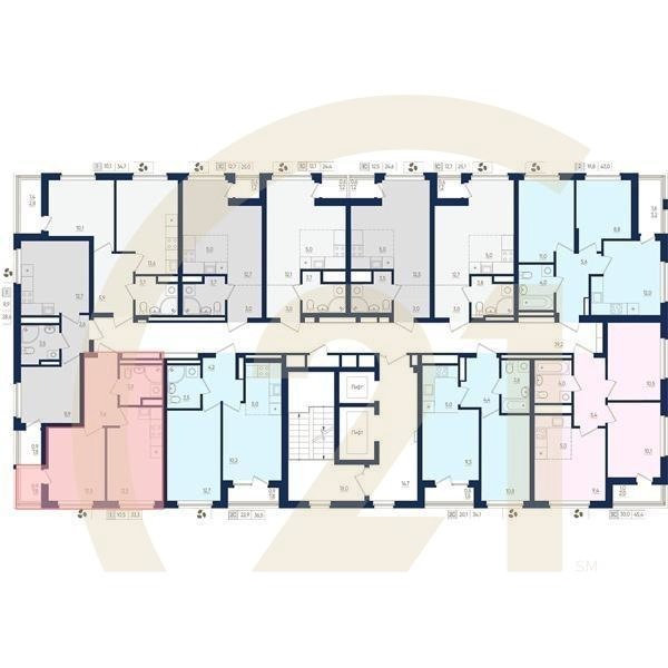 1-комн, 33.3 м², 7-8 этаж