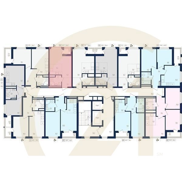 1-комн, 25 м², 8-10 этаж