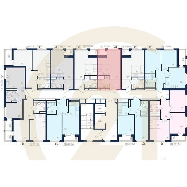 1-комн, 24.6 м², 7-8 этаж