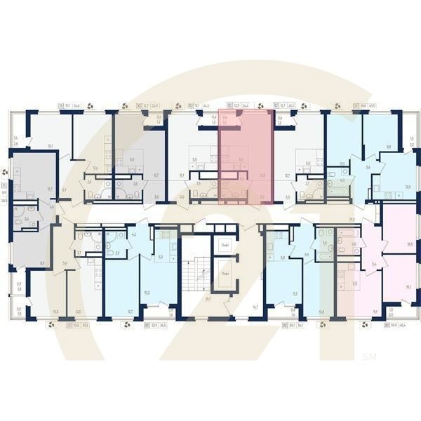 1-комн, 24.4 м², 7-10 этаж