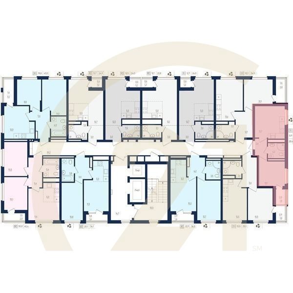 1-комн, 28.4 м², 13 этаж