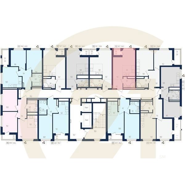 1-комн, 24.9 м², 9-14 этаж