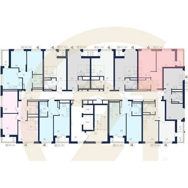 1-комн, 34.6 м², 9-10 этаж