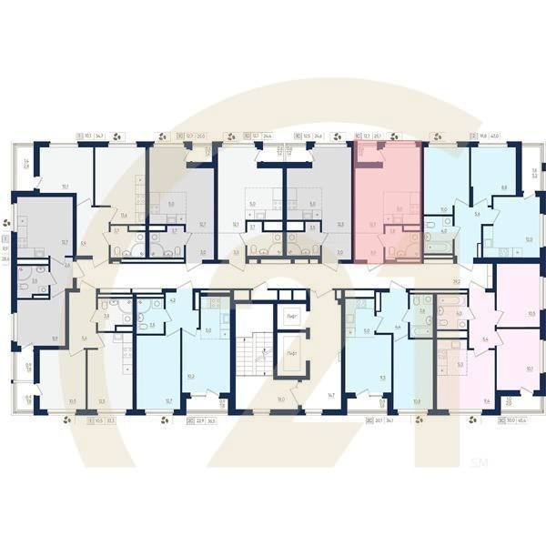 1-комн, 25.1 м², 8 этаж
