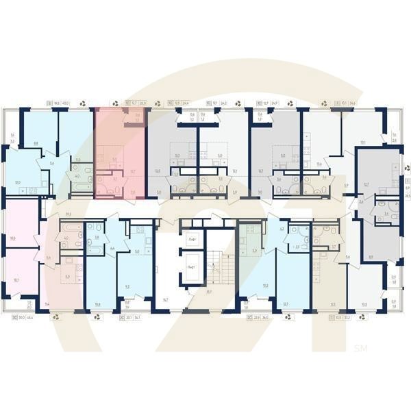 1-комн, 25 м², 7-10 этаж