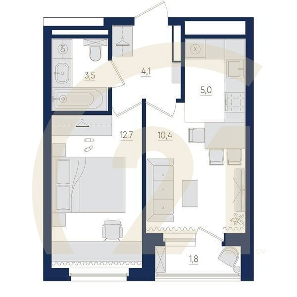 2-комн, 36.3 м², 15-21 этаж