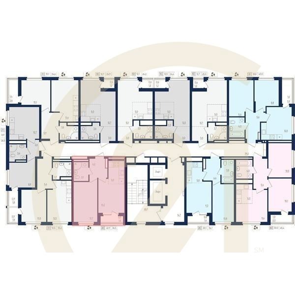 2-комн, 36.5 м², 9-13 этаж