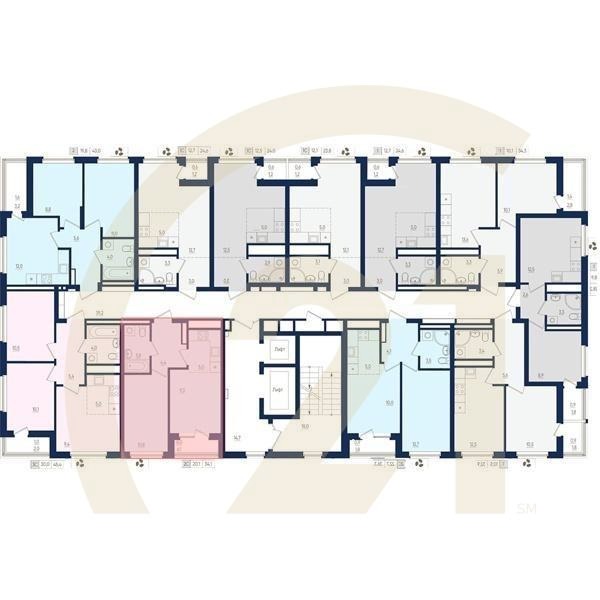 2-комн, 34.1 м², 8-21 этаж