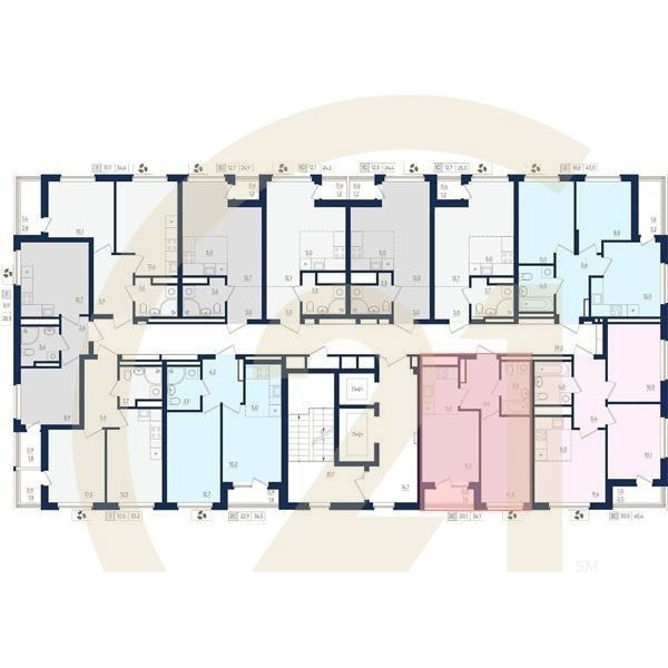 2-комн, 34.1 м², 7-16 этаж