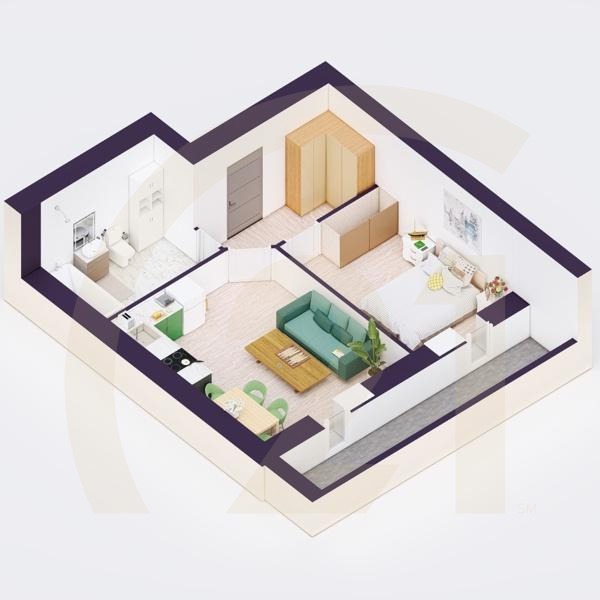 2-комн, 41.28 м², 17 этаж