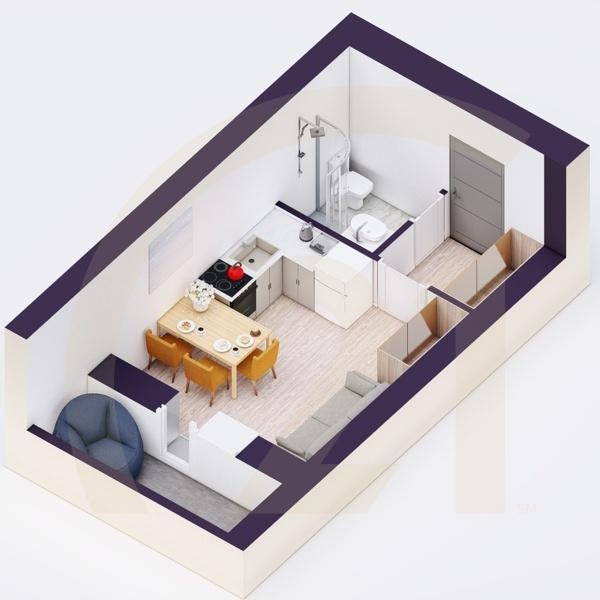 1-комн, 19.28 м², 2-11 этаж