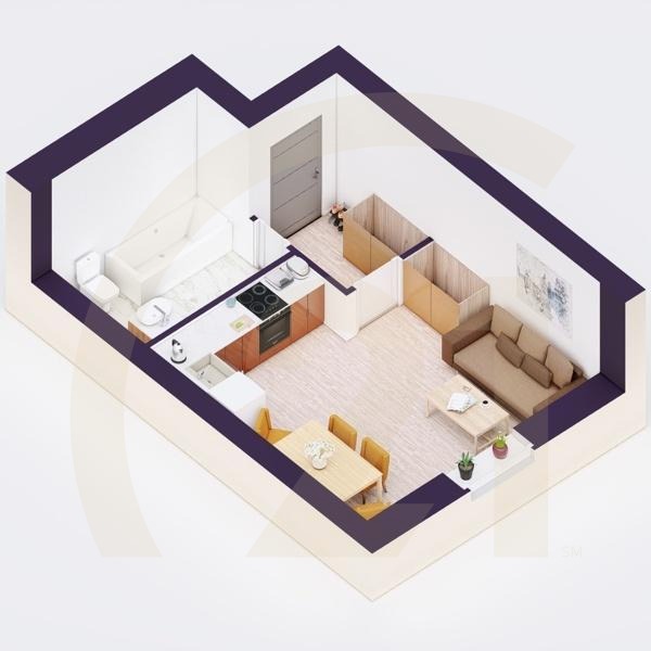 1-комн, 27.83 м², 1 этаж