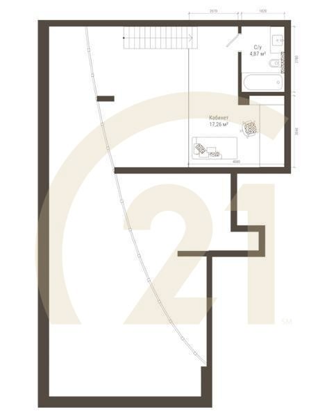 2-комн, 101.07 м², 21 этаж
