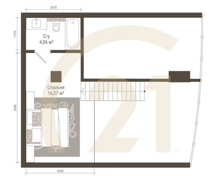 2-комн, 71.5 м², 21 этаж