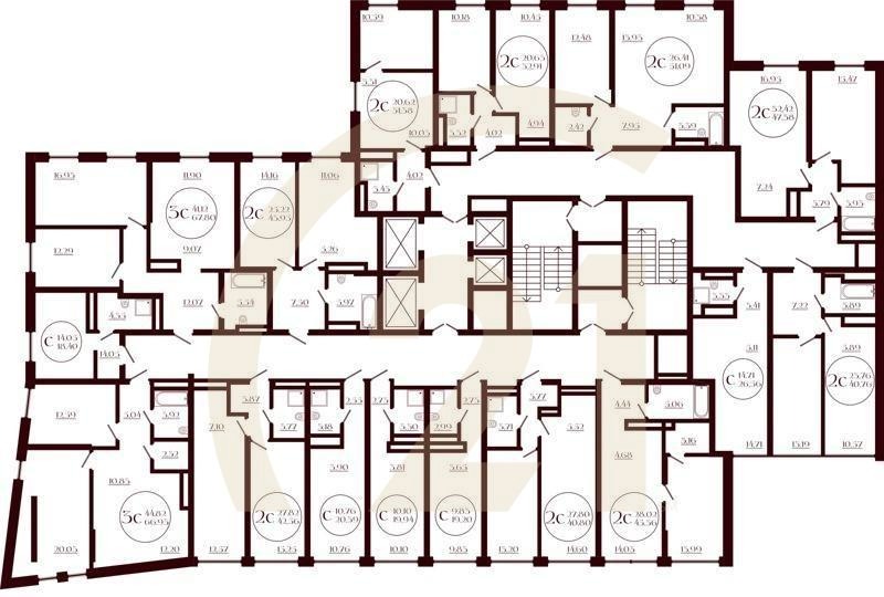 2-комн, 45.36 м², 3-6 этаж