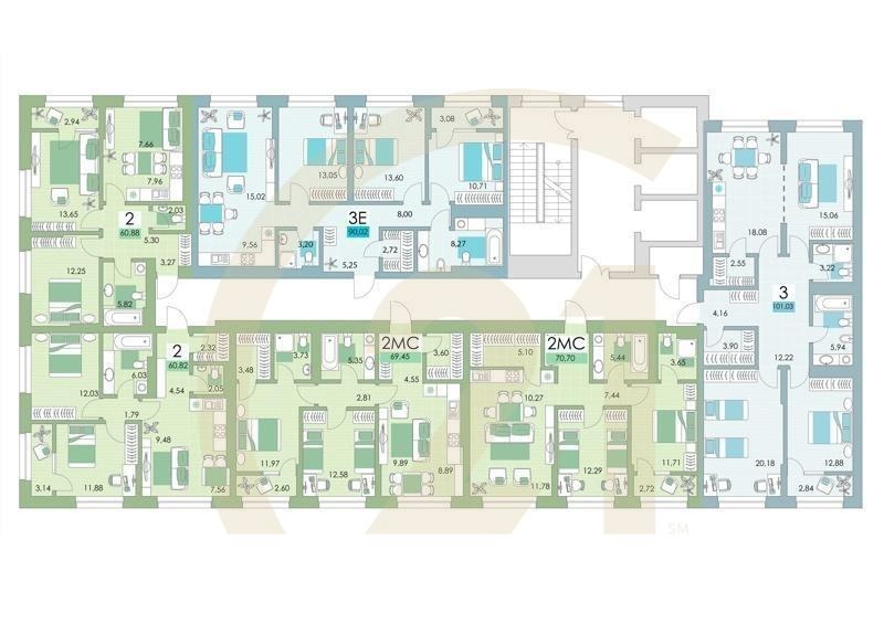 3-комн, 91.9 м², 21-24 этаж