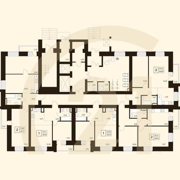 1-комн, 38.06 м², 1-6 этаж