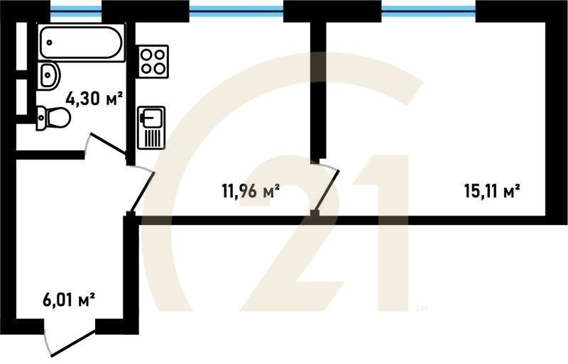 1-комн, 37.38 м², 11-30 этаж