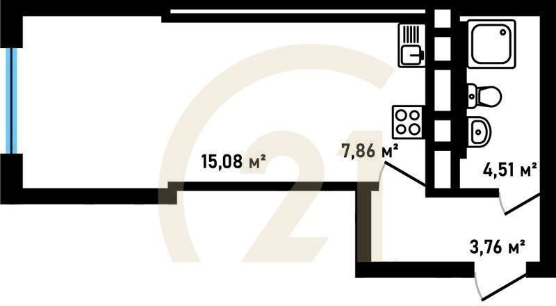 1-комн, 31.21 м², 17-30 этаж
