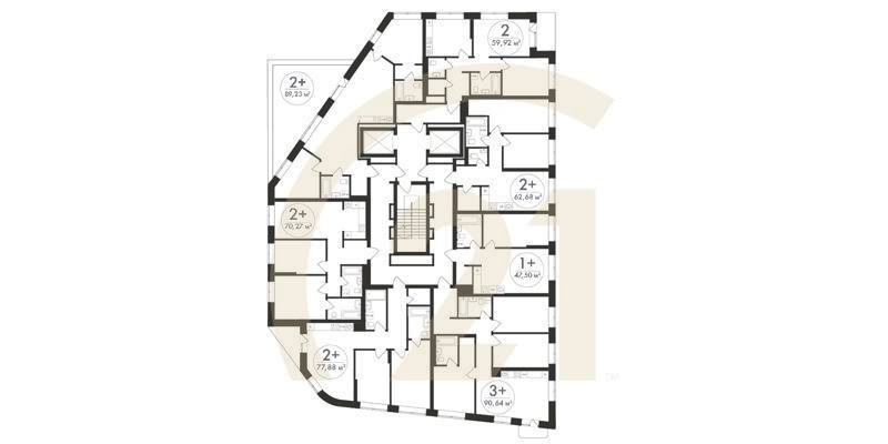 2-комн, 89.23 м², 11 этаж