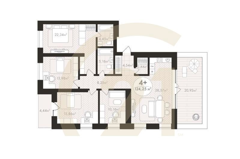 4-комн. квартира 117,97 м² 24/24 эт.