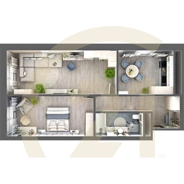 2-комн, 54.35 м², 26-32 этаж