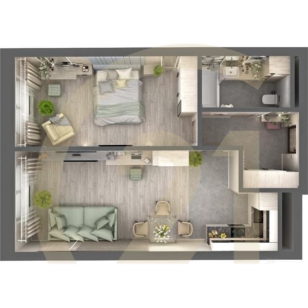 2-комн, 45.49 м², 26-32 этаж