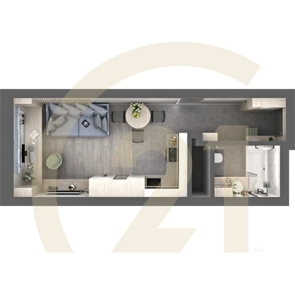 Студия, 26.5 м², 27-32 этаж